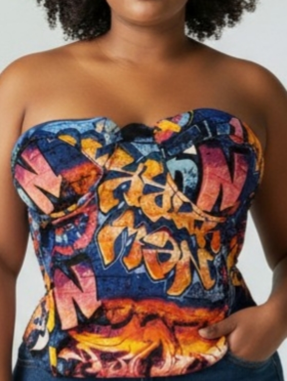 LOVE BY DESIGN Strapless Graffiti Print Bustier